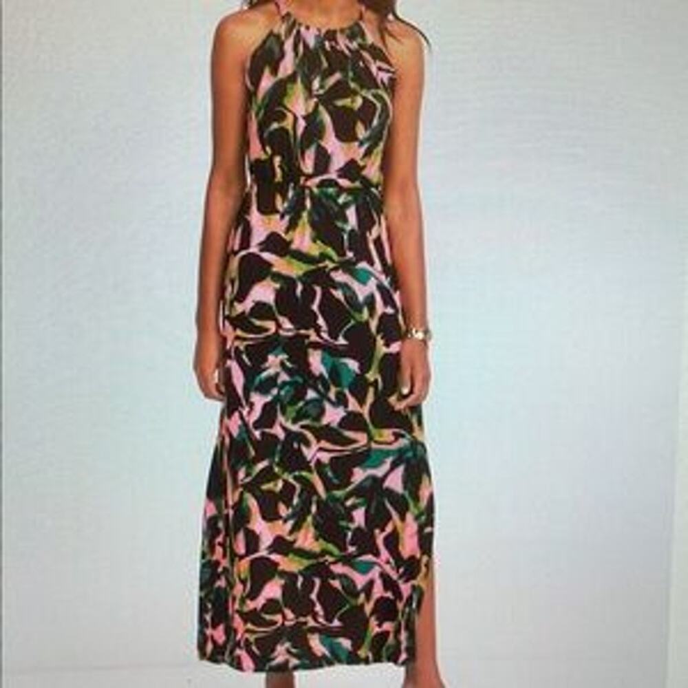 NEW Gilli Maxi Dress Black Halter Sleeveless Abstract Geometric Size S